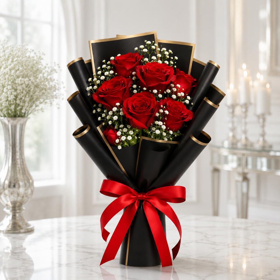 TNE - Midnight Romance Red Rose Bouquet