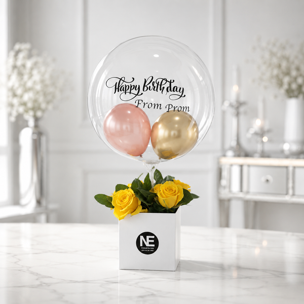 Golden Sunshine Rose Balloon Bouquet