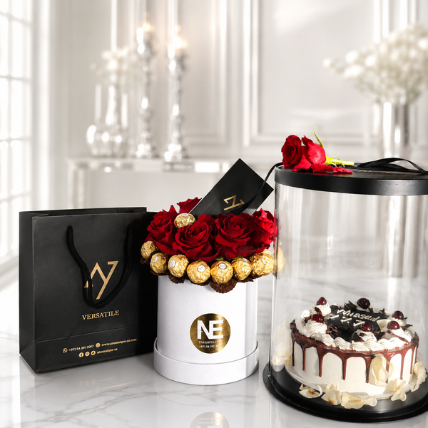 Luxury Rose, Ferrero Rocher & Cake Celebration Gift Set