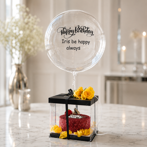 Elegant Birthday Balloon Cake Surprise Box