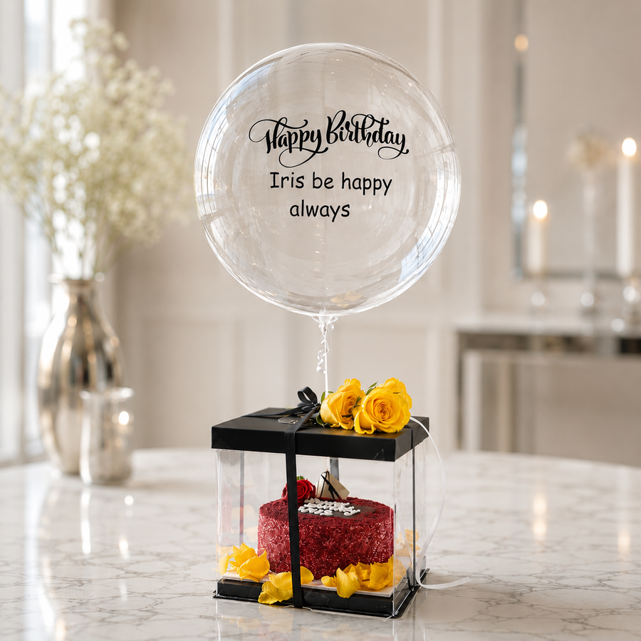 Elegant Birthday Balloon Cake Surprise Box