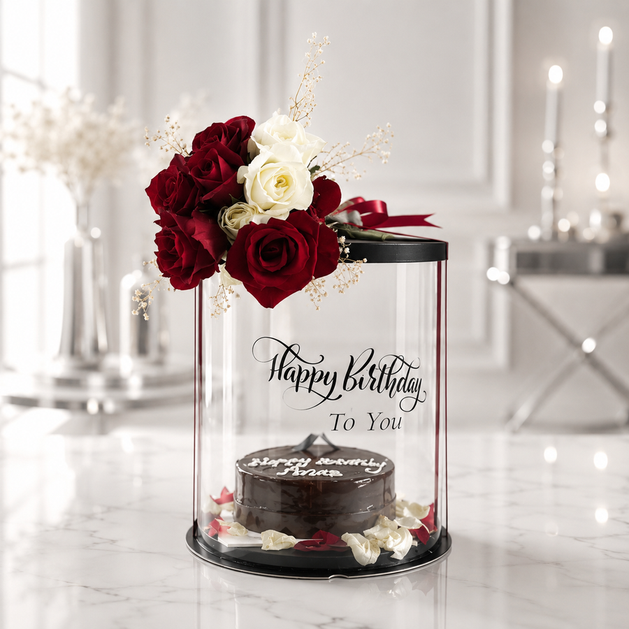 Elegant Floral Cake Surprise Box