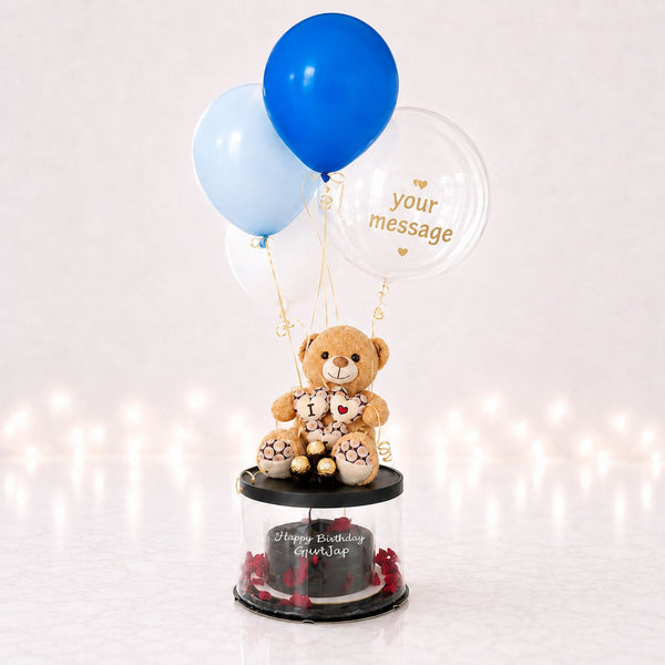 Birthday Teddy Balloon Cake Surprise